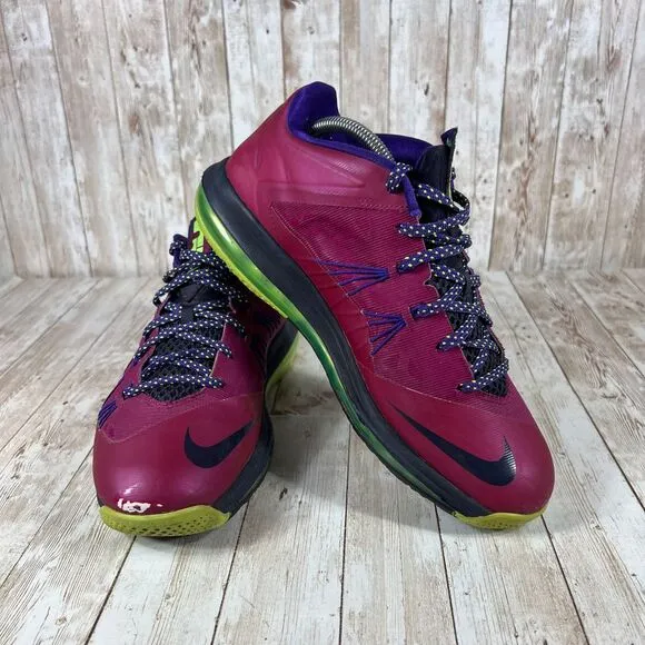 Nike Air Max LeBron X Low Raspberry Red Volt Purple‎ Mens Size 9.5 579765 601