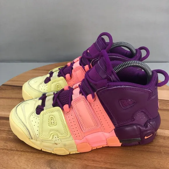 Nike Air More Uptempo Basketball Shoes Youth 5.5Y Purple Pink Yellow Performance