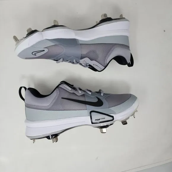 Nike Baseball Cleats Mens 8.5 Grey Force Air Zoom Trout 9 Pro Metal Logo Lace Up