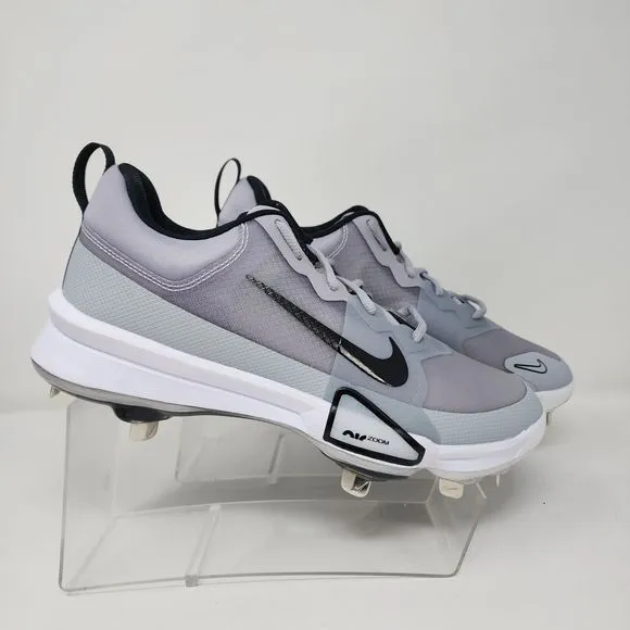 Nike Baseball Cleats Mens 8.5 Grey Force Air Zoom Trout 9 Pro Metal Logo Lace Up