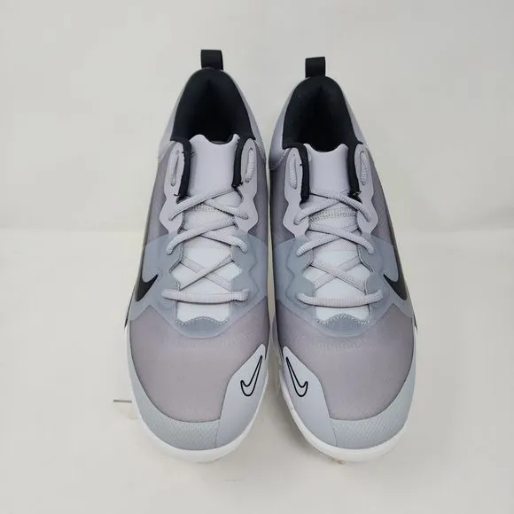 Nike Baseball Cleats Mens 8.5 Grey Force Air Zoom Trout 9 Pro Metal Logo Lace Up