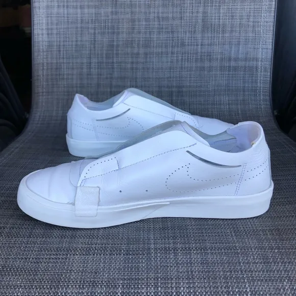 Nike Blazer Low Kickdown CJ1651-100Triple White Leather Sneakers Women’s 7.5