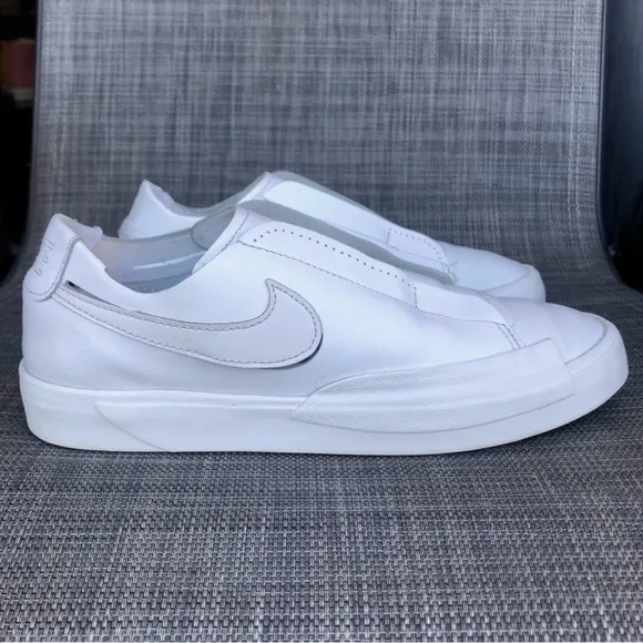 Nike Blazer Low Kickdown CJ1651-100Triple White Leather Sneakers Women’s 7.5