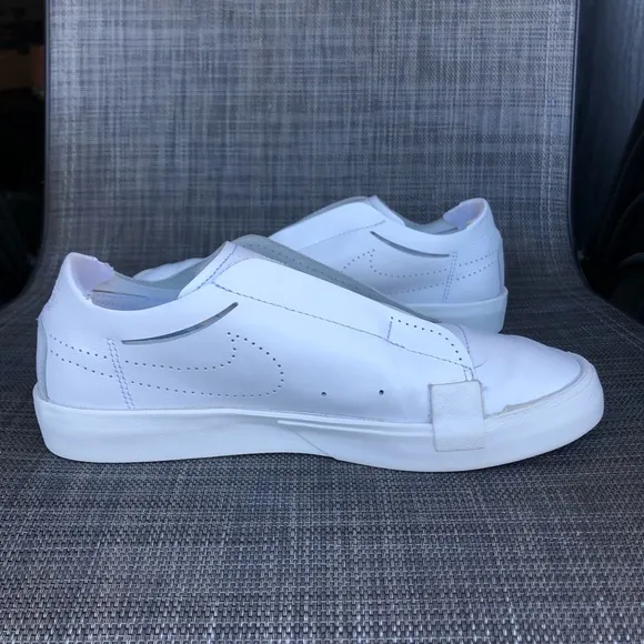 Nike Blazer Low Kickdown CJ1651-100Triple White Leather Sneakers Women’s 7.5