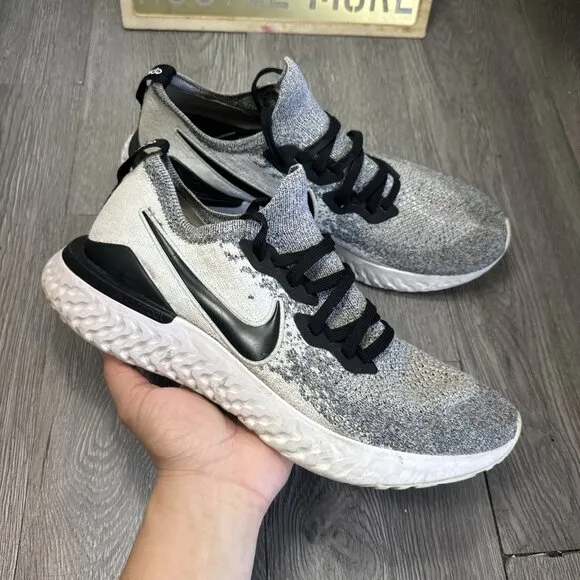 Nike Epic React Flyknit 2 Oreo Running Shoes Mens US 11.5 White Black BQ8928-101