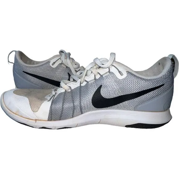 Nike Flex Train Aver Mens Running Shoes Size 9.5 Trainers Sneakers White &amp; Grey