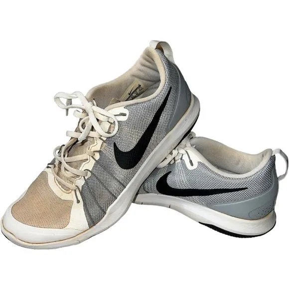 Nike Flex Train Aver Mens Running Shoes Size 9.5 Trainers Sneakers White &amp; Grey