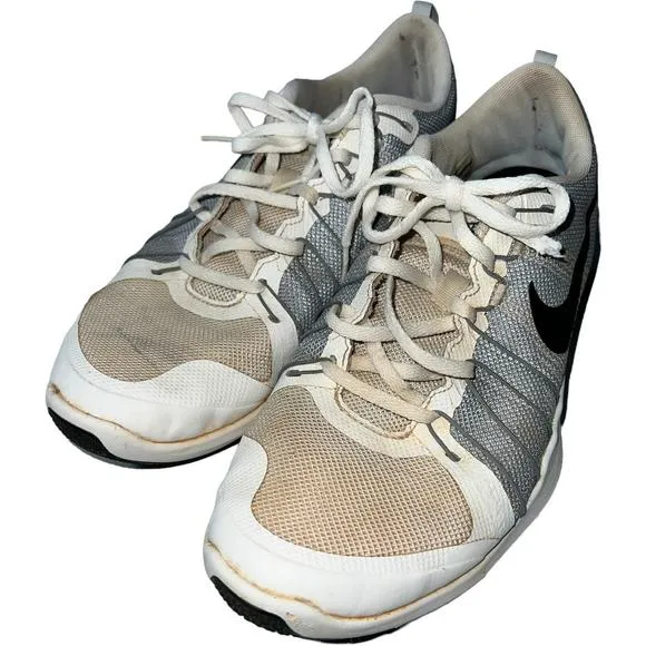 Nike Flex Train Aver Mens Running Shoes Size 9.5 Trainers Sneakers White &amp; Grey