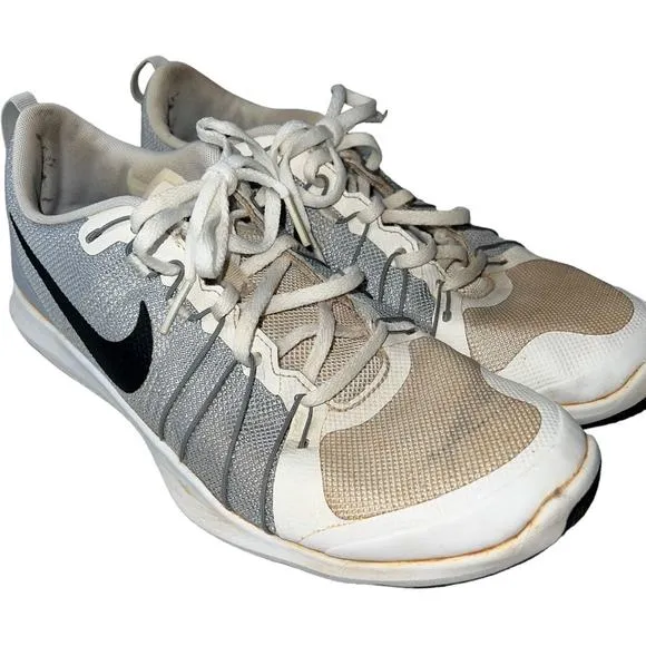Nike Flex Train Aver Mens Running Shoes Size 9.5 Trainers Sneakers White &amp; Grey