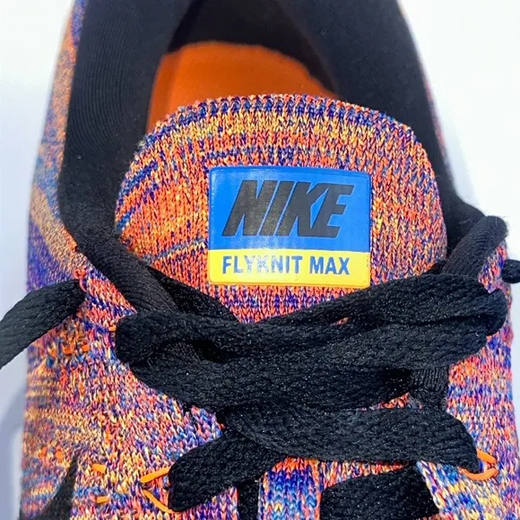 Nike Flyknit Max Running Shoes. Mens size 12.5. Multi Blue, Orange &amp; Black.
