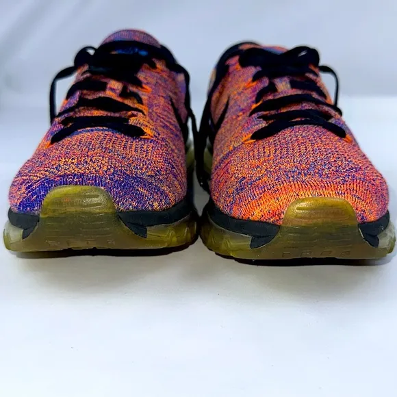 Nike Flyknit Max Running Shoes. Mens size 12.5. Multi Blue, Orange &amp; Black.