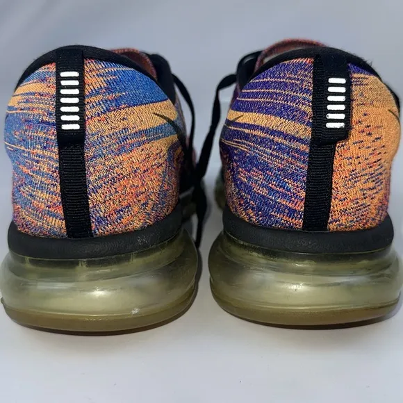 Nike Flyknit Max Running Shoes. Mens size 12.5. Multi Blue, Orange &amp; Black.