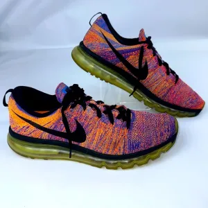Nike Flyknit Max Running Shoes. Mens size 12.5. Multi Blue, Orange &amp; Black.