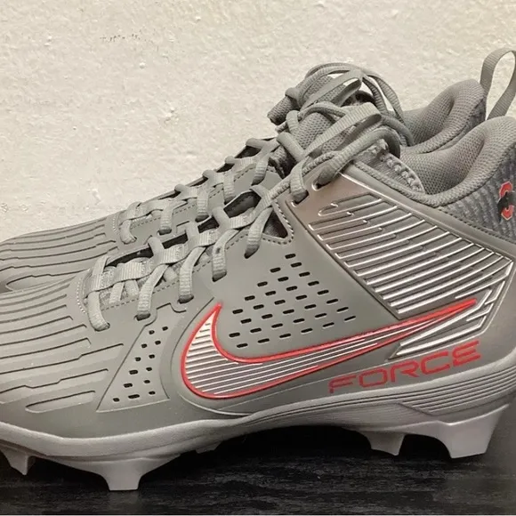 Nike Force Savage sz 14 Red/Grey Ohio State PE cleats NCAA Football Wow