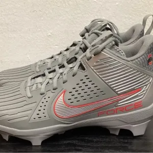 Nike Force Savage sz 14 Red/Grey Ohio State PE cleats NCAA Football Wow