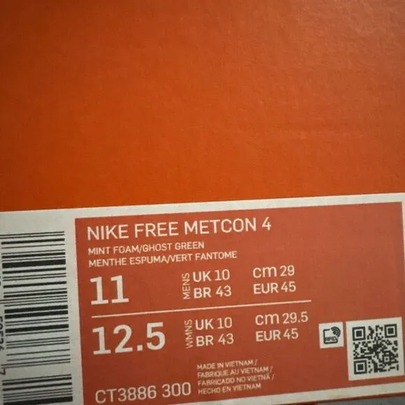 Nike Free Metcon 4 Training Workout Mint Foam CT3886-300 Men's Size 11