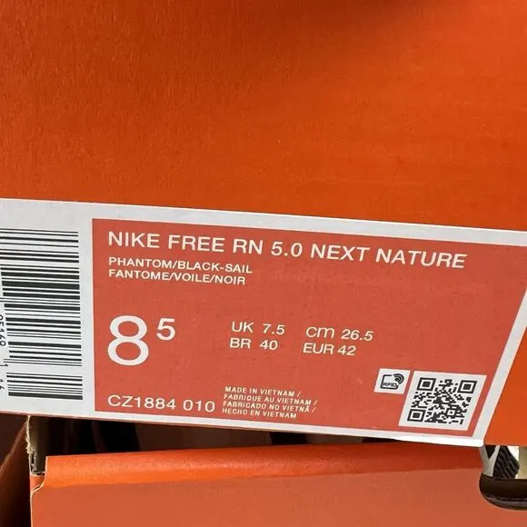 Nike Free RN 5.0 Next Nature Running Shoes Sail White Black CZ1884 010 Mens 8.5
