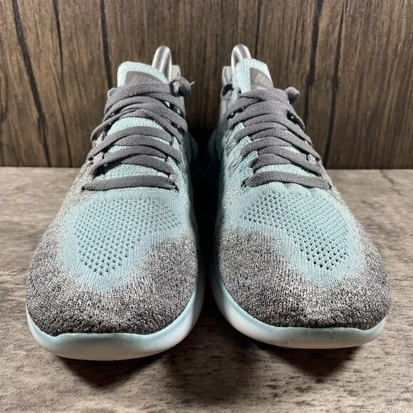 Nike Free RN Flyknit (GS) Girl's Size 4.5Y Running Shoes Gray Blue