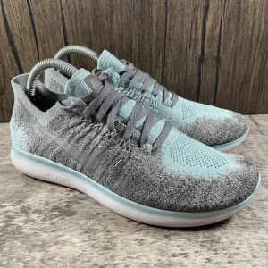 Nike Free RN Flyknit (GS) Girl's Size 4.5Y Running Shoes Gray Blue