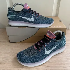 Nike Free RN Flyknit Women Running Shoes Blue Sneakers- Women SZ 9