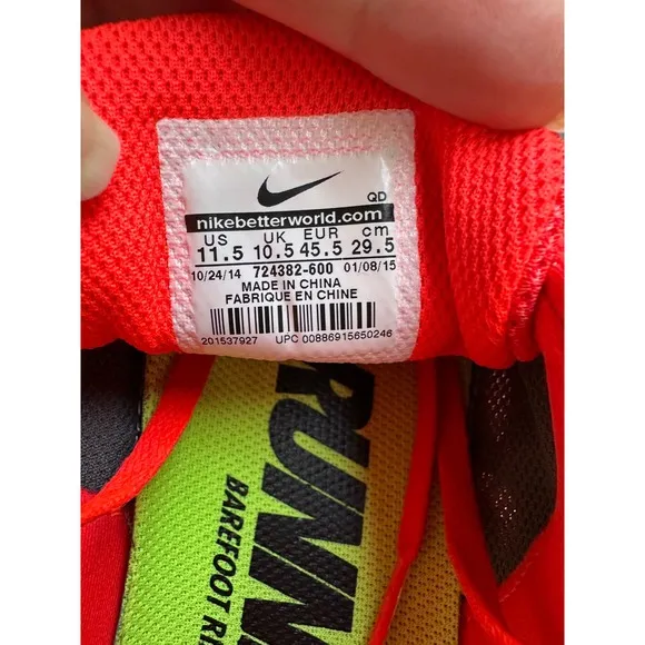 Nike Free Running Shoes Lightweight Athletic Neon Orange Sneakers 11.5