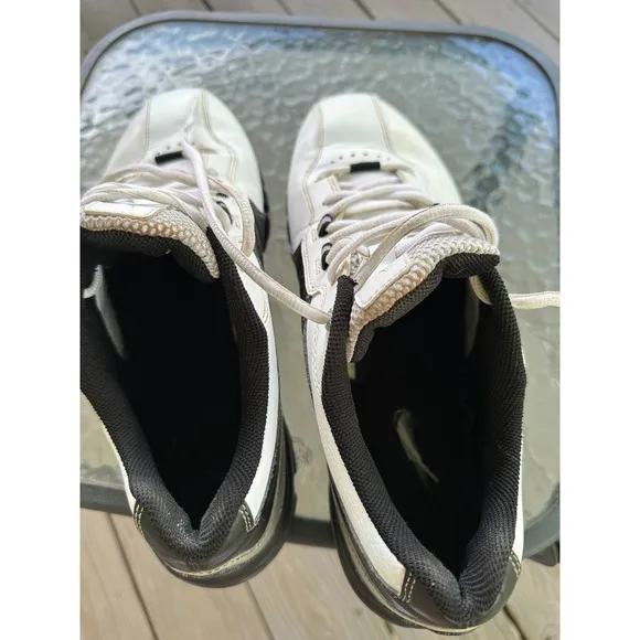 Nike Golf Shoes Spiked Leather Comfort Athletic White Black Mens Size 10.5
