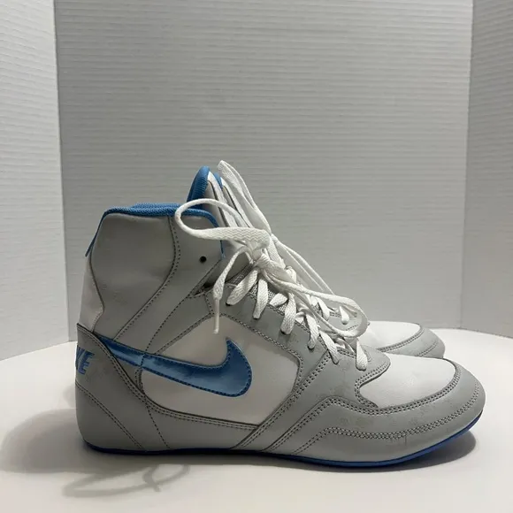 Nike Greco Supreme White Grey Blue Wrestling Shoes 316552-042 Womens Sz 11 rare