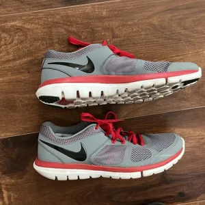 Nike Mens Flex 2014 Run Cool Athletic Shoes Grey/red size 8.5