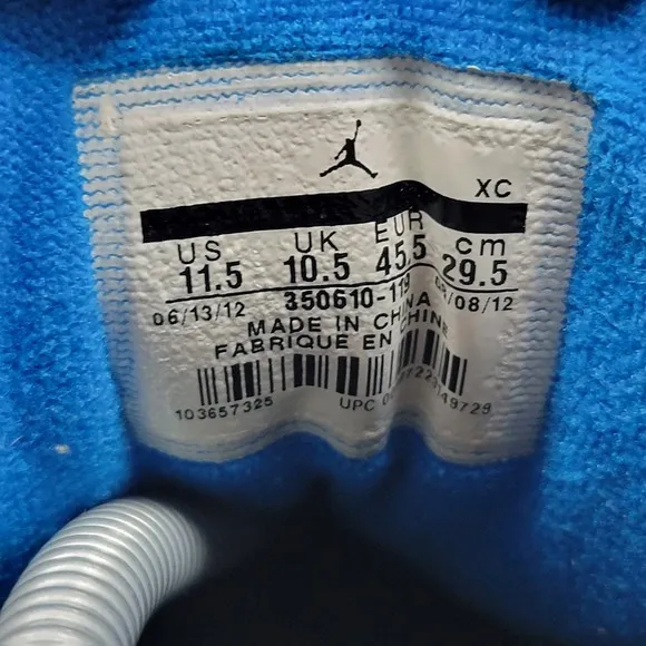 Nike Mens Size 11.5 Air Jordan 1 Flight White Carolina Blue Basketball Shoes