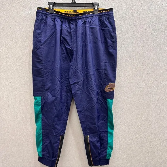 Nike Men's Size XL Navy Blue Dri-Fit Windbreaker Ankle Zip Jogger Training Pants