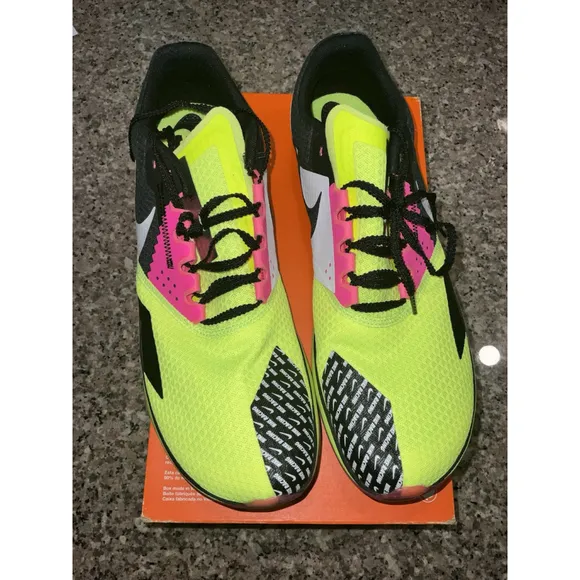 Nike Rival XC 6 Cross Country Spikes Volt Black Pink DX7999-700 Mens Size 12