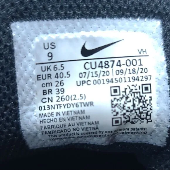 Nike RYZ 365 II Womens Sz 9 Black Running Shoes Sneakers CU4874-001