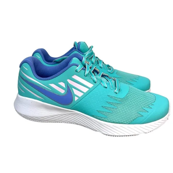 Nike Star Runner Sneakers Youth 7Y Aqua Blue Lace Up Running Athletic Wear Shoes