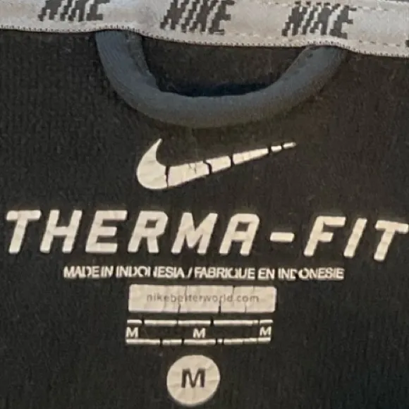 Nike Therma Dri-Fit Zip Up Hooded Coat Performance Jacket Black Gray Size Medium