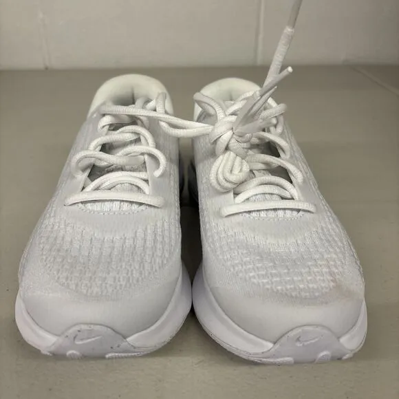 Nike Womens Sz 5 Journey Run Road Running Shoes White Silver Light Mesh Comfy