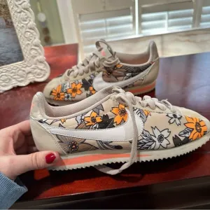 Nike Cortez Floral Beige Sneakers Size 6.5
