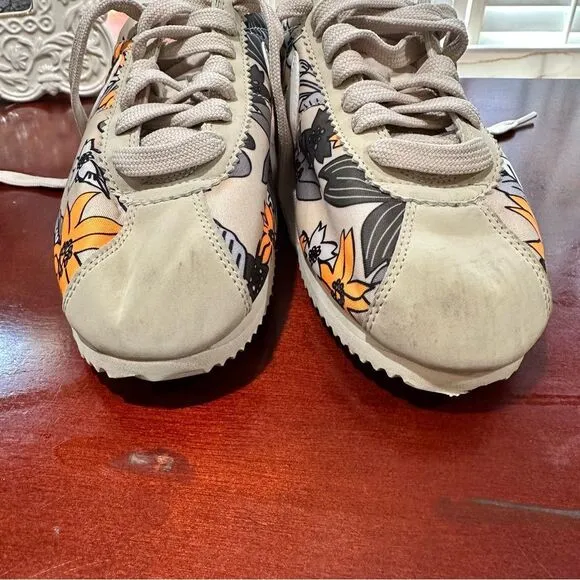 Nike Cortez Floral Beige Sneakers Size 6.5
