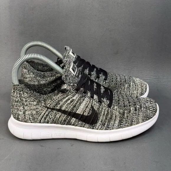 Nike Free RN Flyknit Women's Running Shoes Size 6 Black Oreo
