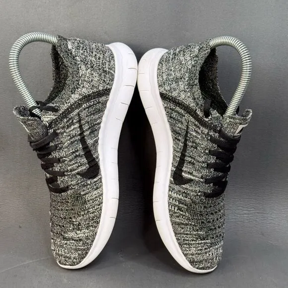 Nike Free RN Flyknit Women's Running Shoes Size 6 Black Oreo