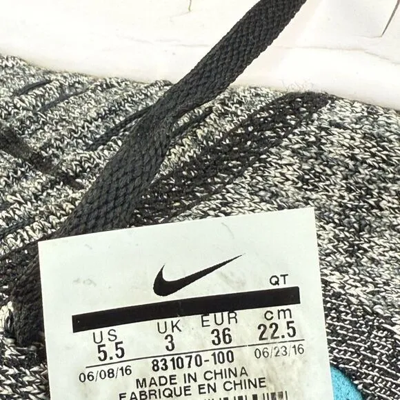 Nike Free RN Flyknit Women's Running Shoes Size 6 Black Oreo