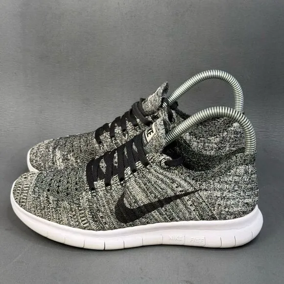 Nike Free RN Flyknit Women's Running Shoes Size 6 Black Oreo