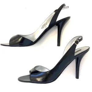 Nine West Black Patent Leather Slingback Heels 10M