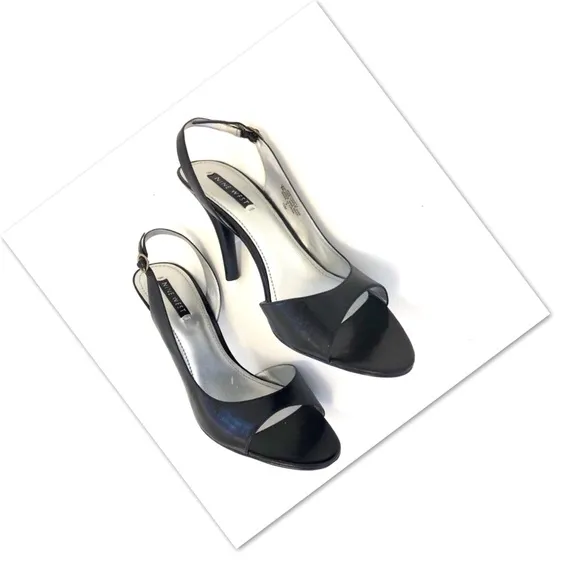 Nine West Black Patent Leather Slingback Heels 10M