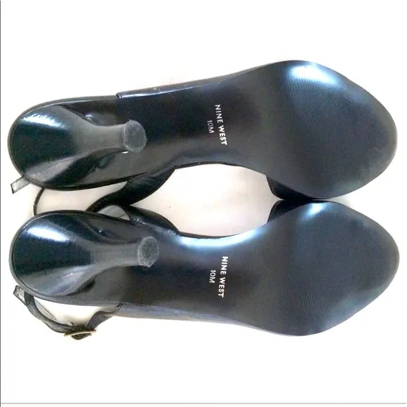 Nine West Black Patent Leather Slingback Heels 10M