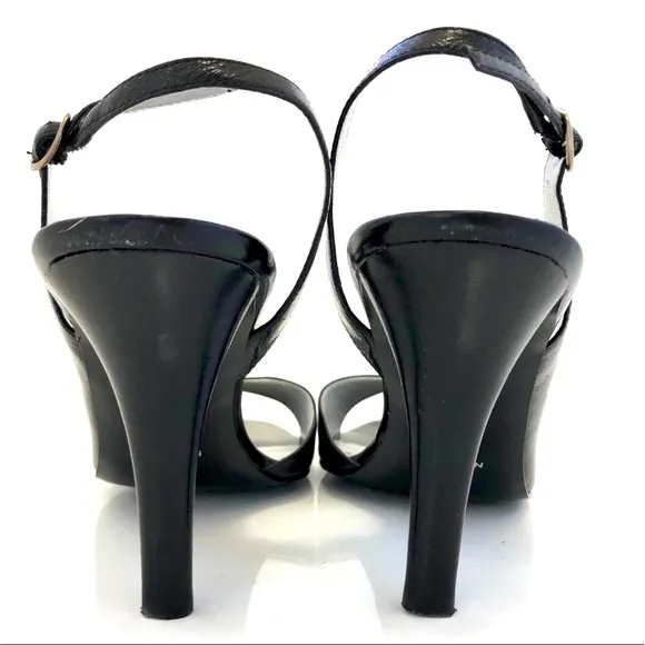 Nine West Black Patent Leather Slingback Heels 10M