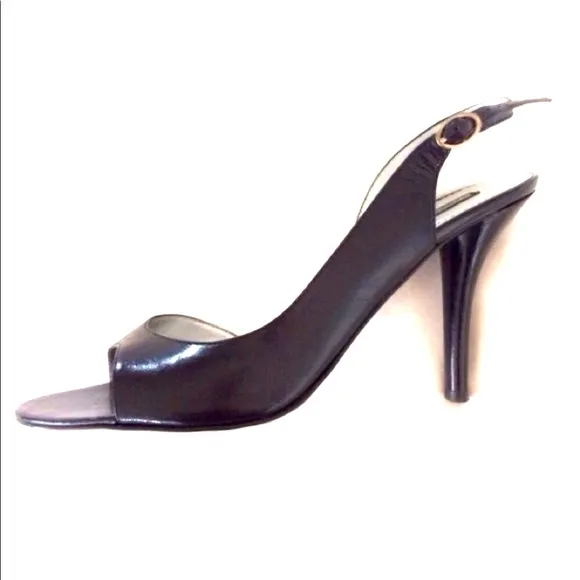 Nine West Black Patent Leather Slingback Heels 10M