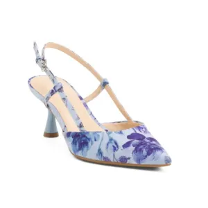NINE WEST BLUE MULTI Rindy Floral Slingback Kitten Heels
