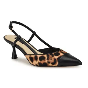 Nine West Leopard Print Kitten Heels with Black Straps