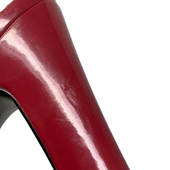 Nine West Siebert Red Suede Patent Leather‎ Slingback Heels