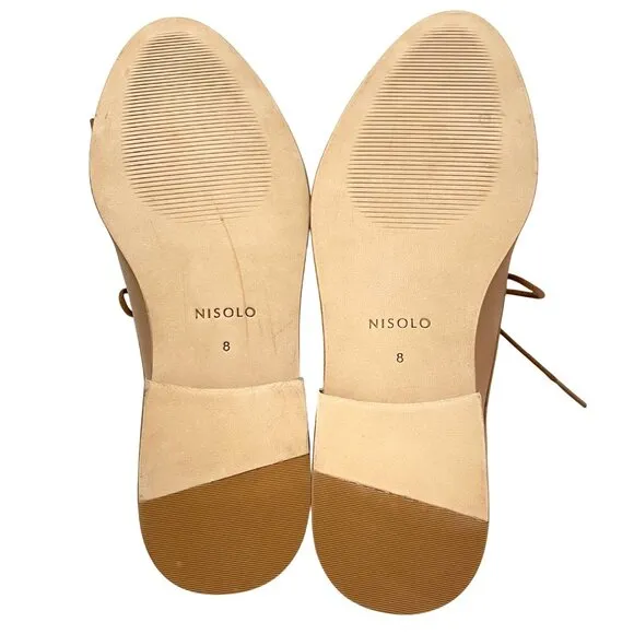 Nisola Leather Emila Cap Toe Oxford Women's Shoe Size 8 Almond Tan NEW